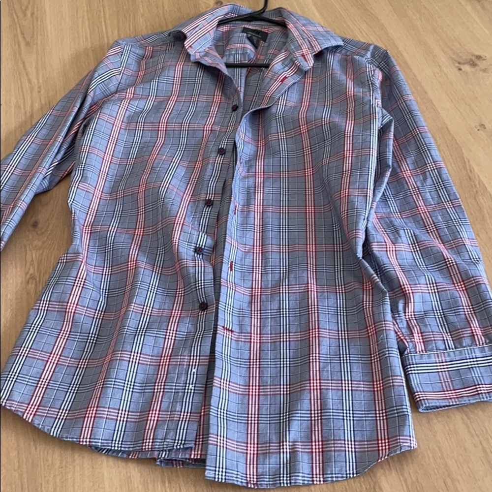 H&M pattern blue, red and white dress shirt